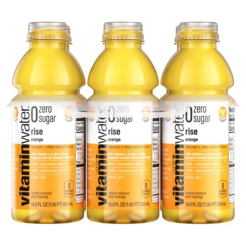 Glacéau Vitaminwater Zero Sugar Rise Orange Nutrient Enhanced Water Beverage, 16.9 fl oz