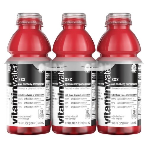 Glacéau Vitaminwater XXX Açai-Blueberry-Pomegranate Nutrient Enhanced Water Beverage, 16.9 fl oz