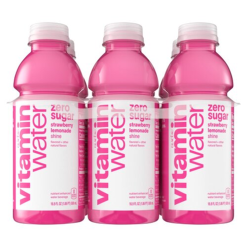 Glacéau Vitaminwater Strawberry Lemonade Shine Nutrient Enhanced Water Beverage, 16.9 fl oz, 6 count