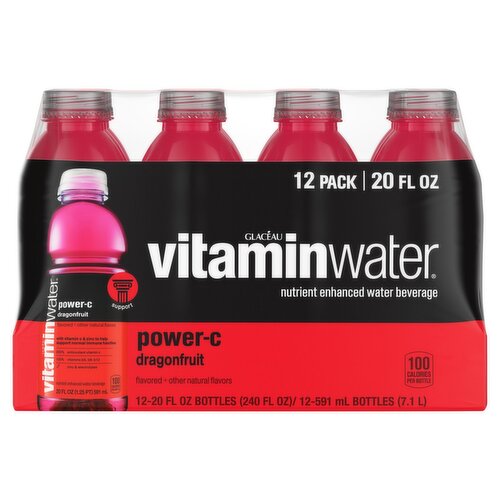 Glacéau Vitaminwater Power-C Dragonfruit Nutrient Enhanced Water Beverage, 20 fl oz, 12 count