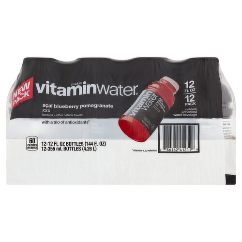 Glacéau Vitaminwater Açai Blueberry Pomegranate Nutrient Enhanced Water Beverage, 12 fl oz, 12 count