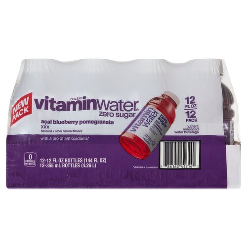 Glacéau Vitaminwater Açai Blueberry Pomegranate Nutrient Enhanced Water Beverage, 12 fl oz, 12 count