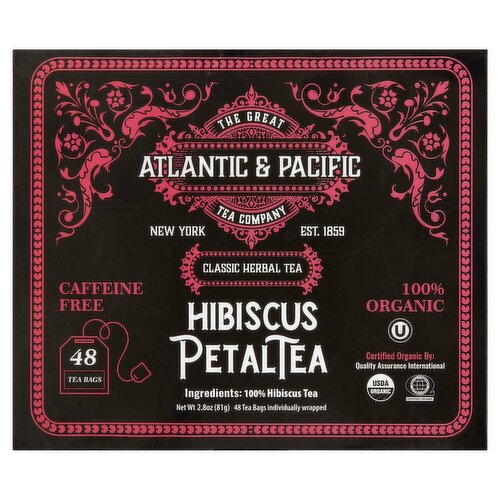 Atlantic & Pacific Tea Company Hibiscus Petal Tea  Classic Herbal Tea, 2.8 oz, 48 count