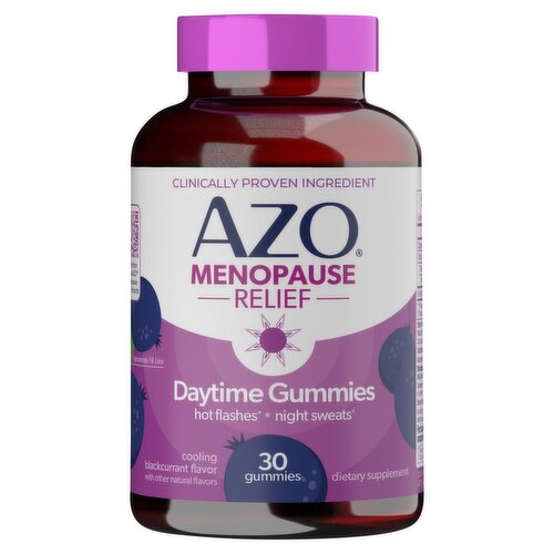 AZO Menopause Relief Daytime Gummies Cooling Blackcurrant Flavor Dietary Supplement, 30 count