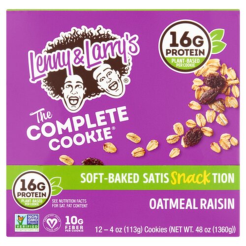 Lenny & Larry's The Complete Cookie Oatmeal Raisin Cookies, 4 oz, 12 count