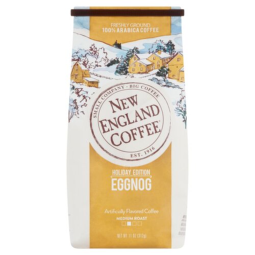 New England Coffee Holiday Edition Eggnog Medium Roast Freshly Ground 100% Arabica Coffee, 11 oz