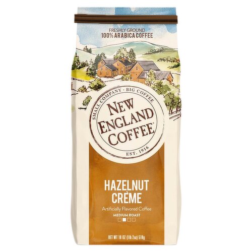 New England Coffee Hazelnut Creme Medium Roast Freshly Ground 100% Arabica Coffee, 18 oz