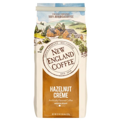 New England Coffee Hazelnut Crème Medium Roast Artificially Flavored Coffee, 22 oz