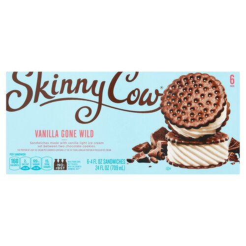 Skinny Cow Vanilla Gone Wild Ice Cream Sandwiches, 4 fl oz, 6 count