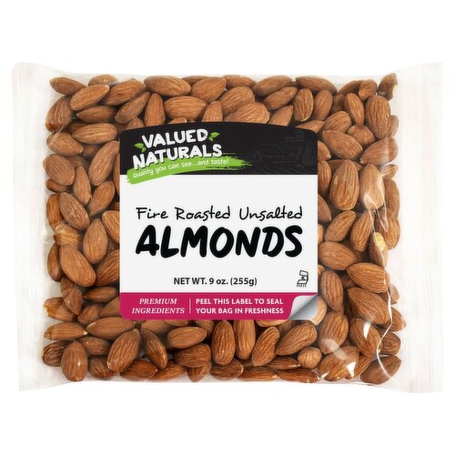 Valued Naturals Fire Roasted Unsalted Almonds, 9 oz