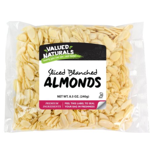 Valued Naturals Sliced Blanched Almonds, 8.5 oz