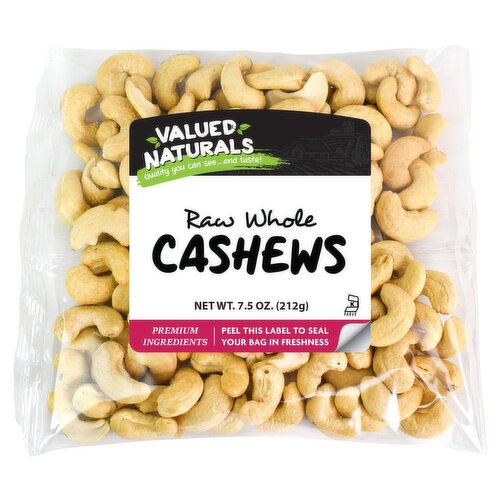Valued Naturals Raw Whole Cashews, 7.5 oz