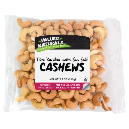 Valued Naturals Fire Roasted with Sea Salt Cashews, 7.5 oz