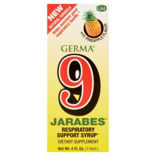 Germa 9 Jarabes Respiratory Support Syrup Dietary Supplement, 4 fl oz