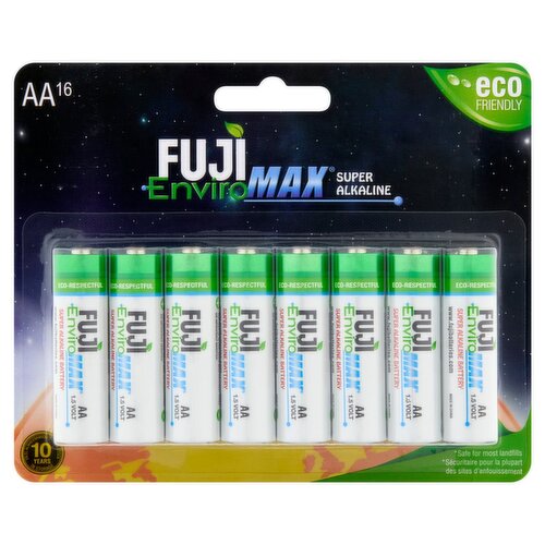 Fuji EnviroMAX AA 1.5v Super Alkaline Batteries, 16 Count