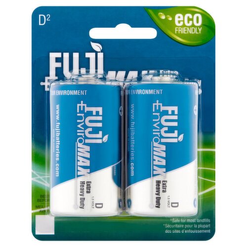 Fuji EnviroMAX D 1.5v Extra Heavy Duty Batteries, 2 Count