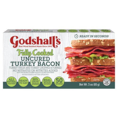 Godshall's Fully Cooked Uncured Turkey Bacon, 3 oz