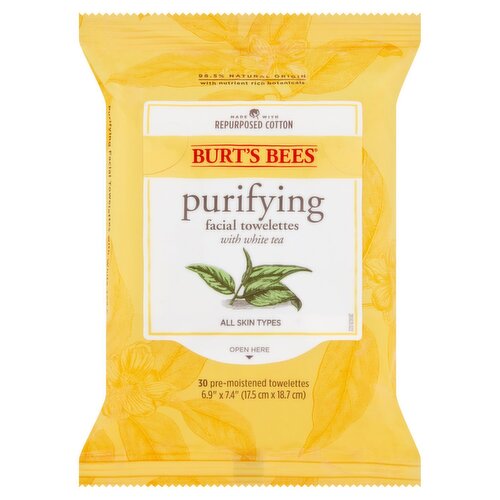 Burt's Bees Purifying Facial Towelettes with White Tea, 30 count