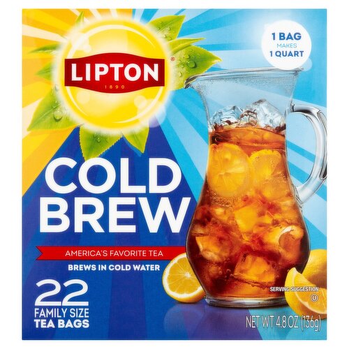 Lipton Cold Brew Tea Bags Family Size, 22 count, 4.8 oz