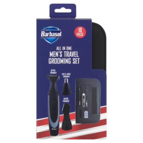 Barbasol All in One Men's Travel Grooming Set, 10 Piece