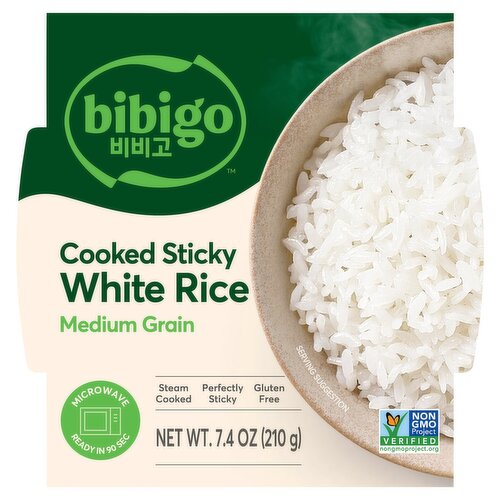 Bibigo Cooked Sticky White Rice, 7.4 oz