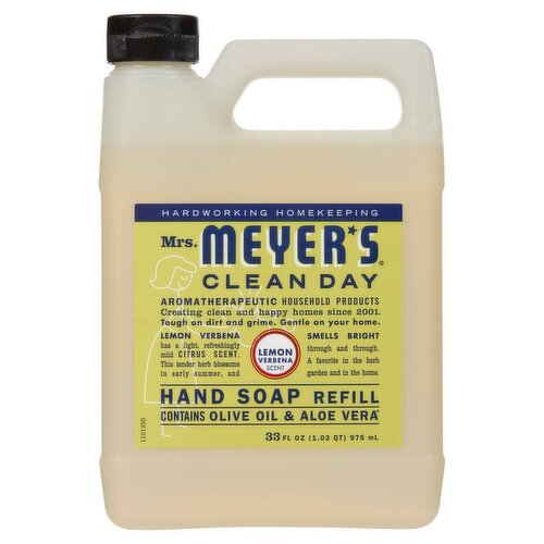 Mrs. Meyer's Clean Day Lemon Verbena Scent Hand Soap Refill, 33 fl oz