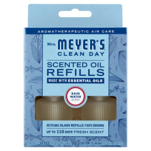 Mrs. Meyer's Clean Day Rain Water Scented Oil Refills, 0.67 fl oz, 2 count