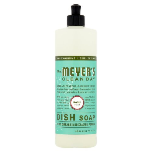 Mrs. Meyer's Clean Day Basil Scent Dish Soap, 16 fl oz