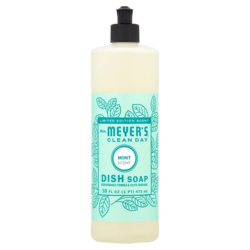 Mrs. Meyer's Clean Day Mint Scent Dish Soap Limited Edition, 16 fl oz