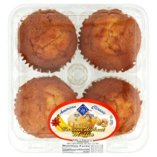 American Classic Gourmet Banana Walnut Muffin, 4 count, 16 oz