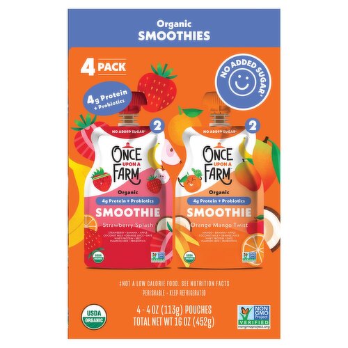 Once Upon a Farm Organic Smoothies, 4 oz, 4 Count