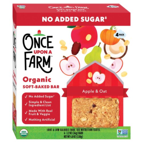 Once Upon a Farm Apple & Oat Organic Soft-Baked Bar Baby Food, 1.2 oz, 4 count
