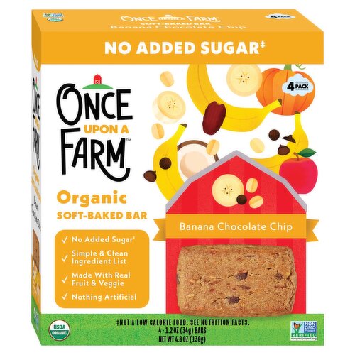 Once Upon a Farm Banana Chocolate Chip Organic Soft-Baked Bar Baby Food, 1.2 oz, 4 count
