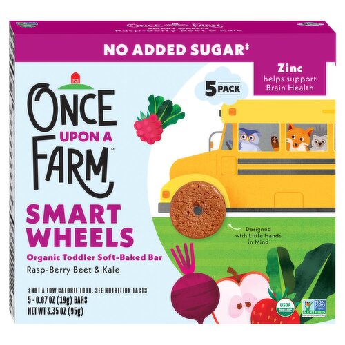 Once Upon a Farm Smart Wheels Organic Toddler Soft-Baked Bar Baby Food, Toddler, 0.67 oz, 5 count