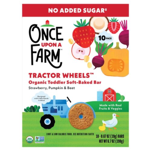 Once Upon a Farm Tractor Wheels Organic Toddler Soft-Baked Bar, 0.67 oz, 10 count