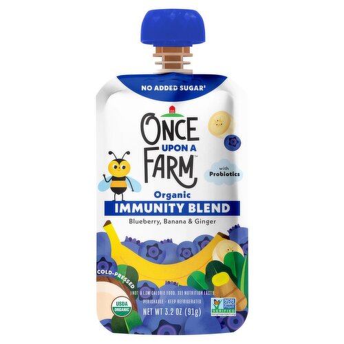 Once Upon a Farm Organic Blueberry, Banana & Ginger Immunity Blend Baby Food, 3.2 oz