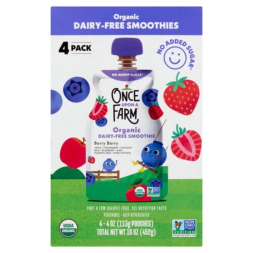 Once Upon a Farm Berry Berry Organic Dairy-Free Smoothies, 4 oz, 4 count