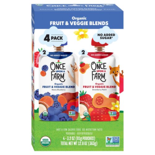 Once Upon a Farm Organic Fruit & Veggie Blend, 3.2 oz, 4 count