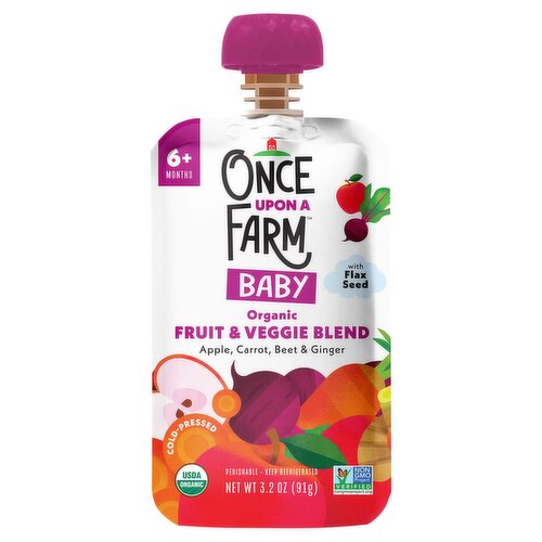 Once Upon a Farm Organic Fruit & Veggie Blend Baby Food, 6+ Months, 3.2 oz