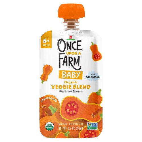 Once Upon a Farm Organic Veggie Blend Butternut Squash with Cinnamon Baby Food, 6+ Months, 3.2 oz