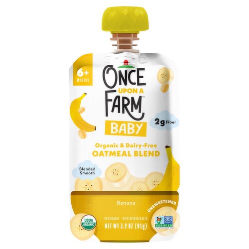 Once Upon a Farm Organic & Dairy-Free Banana Oatmeal Blend Baby Food, 6+ Months, 3.2 oz