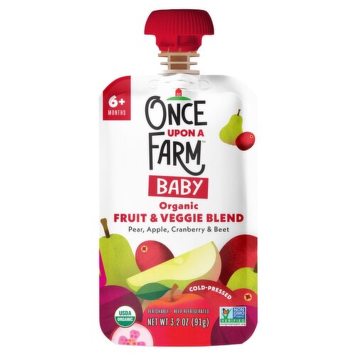 Once Upon a Farm Baby Organic Fruit & Veggie Blend, 6+ months, 3.2 oz.