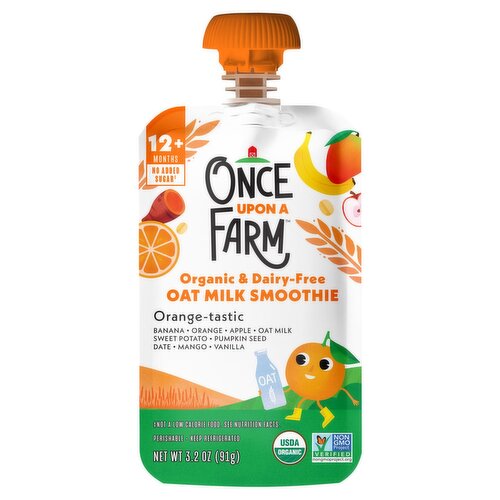 Once Upon a Farm Organic & Dairy-Free Orange-Tastic Oat Milk Smoothie, 12+ months, 3.2 oz