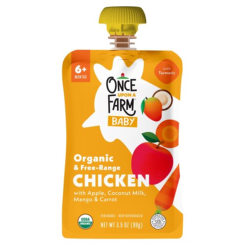 Once Upon a Farm Chicken with Apple, Coconut Milk, Mango & Carrot Baby Food, 6+ Months, 3.5 oz