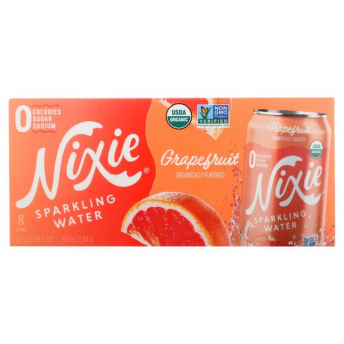 Nixie Grapefruit Organically Flavored Sparkling Water, 12 fl oz, 8 count