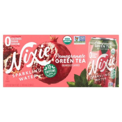 Nixie Pomegranate Green Tea Sparkling Water, 12 fl oz, 8 count