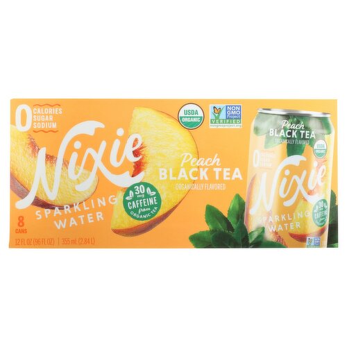 Nixie Peach Black Tea Sparkling Water, 8 count, 12 fl oz