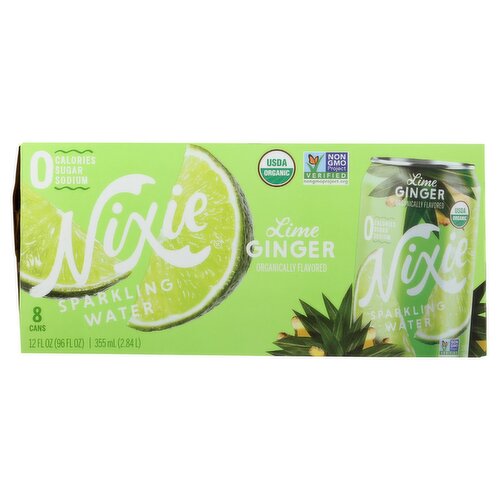 Nixie Lime Ginger Organically Flavored Sparkling Water, 12 fl oz, 8 count