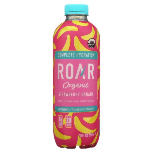 Roar Complete Hydration Organic Strawberry Banana Vitamin Enhanced Beverage, 18 fl oz