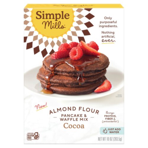 Simple Mills Cocoa Almond Flour Pancake & Waffle Mix, 10 oz